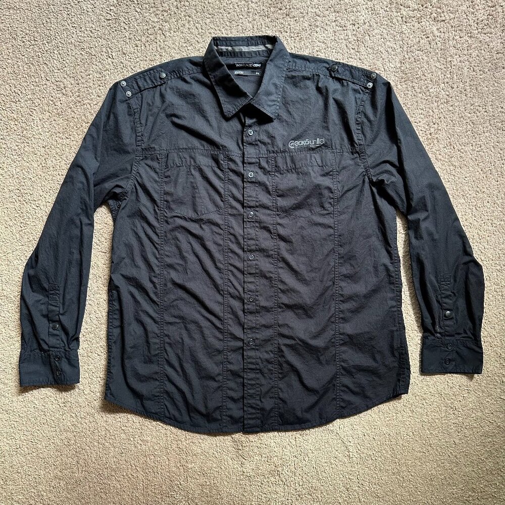 Ecko Unltd Shirt Mens 2XL *Flaw* Long Sleeve Black Logo Pockets